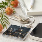 Rottweiler Snowy Sleigh Kerst Decor Sleutelhanger (Voorkant Rechts)