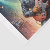 Rottweiler spelen elektrische gitaar op het podium tissuepapier (Detail)