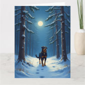 Rottweiler Starry Forest Hike Christmas Painting Kaart (Voorkant)