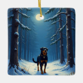 Rottweiler Starry Forest Hike Christmas Painting Keramisch Ornament (Voorkant)