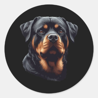 Rottweiler Stunning Dog Head Art Ronde Sticker