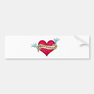 Rottweiler Tattoo Hart Bumpersticker
