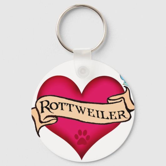 Rottweiler Tattoo Heart Sleutelhanger (Voorkant)