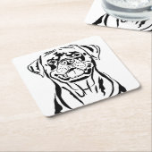 Rottweiler Tekening Vierkante Kartonnen Onderzetter (Schuin)
