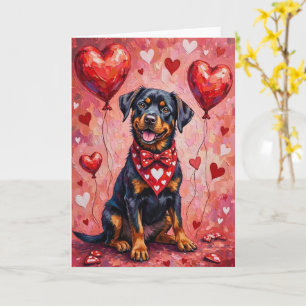 Rottweiler Valentijnsdag Hond met Harten Rood Kaart