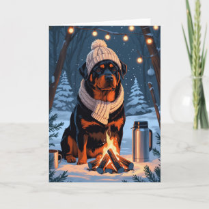 Rottweiler van Campfire Rustic Winter Holiday Art Kaart