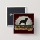 Rottweiler Vierkante Button 5,1 Cm (Voorkant /achterkant)