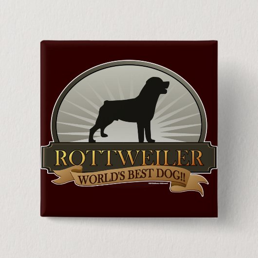 Rottweiler Vierkante Button 5,1 Cm (Voorkant)