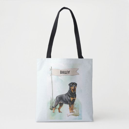 Rottweiler Watercolor Personalized Dog Draagtas (Voorkant)