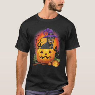 Rottweiler Witch Pumpkin Halloween Hondenliefhebbe T-shirt