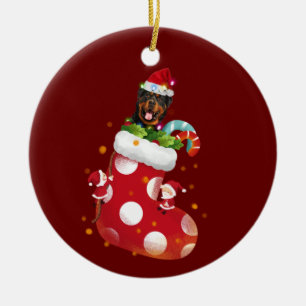 Rottweilers met Petten kerst met sokken Keramisch Ornament
