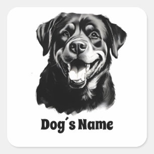 Rottweilers Zwart-wit Silhoutte Vierkante Sticker