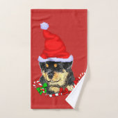 Rotweiler Puppy Christmas (Serviette à main)