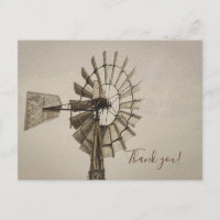 Roue De Moulin à Vent Sepia Carte de remerciement