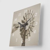 Roue D'Un Moulin À Vent Sepia Mur Horloge (Angle)