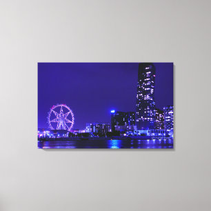 Roue Melbourne Star Avec Toile Skyline De Nuit Art