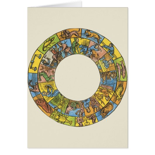 Roue vintage céleste, Zodiaque astrologique (Devant)