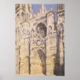 Rouen Cathedral, Harmony Blue Gold van Claude Mone Poster