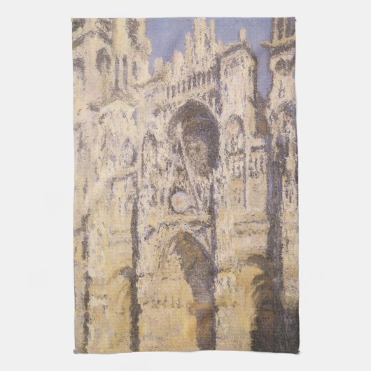 Rouen Cathedral, Harmony Blue Gold van Claude Mone Theedoek (Verticaal)