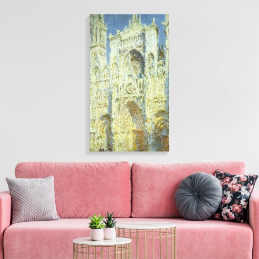 Rouen Cathedral West Facade Sunlight, Claude Monet Canvas Afdruk (Insitu (Woonkamer))