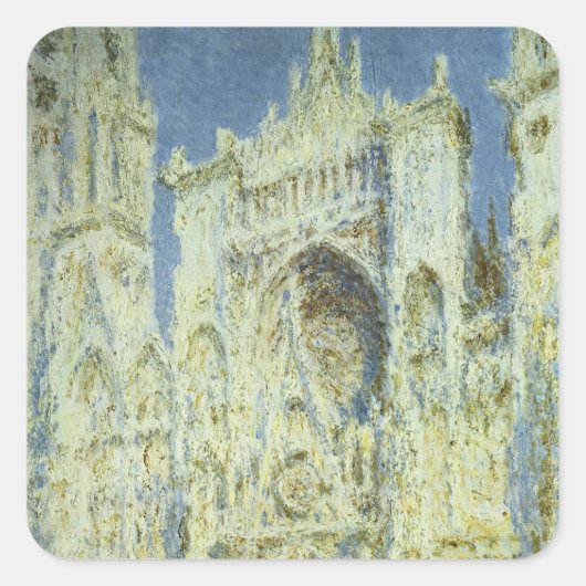 Rouen Cathedral West Facade Sunlight, Claude Monet Vierkante Sticker (Voorkant)
