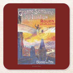 Rouen, Frankrijk — Pilot en Plane Vierkante Kartonnen Onderzetter