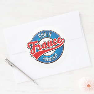 Rouen Normandië Frankrijk retro logo Ronde Sticker
