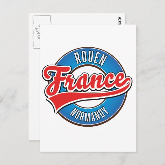 Rouen Normandy France retro logo Briefkaart (Voorkant / Achterkant)
