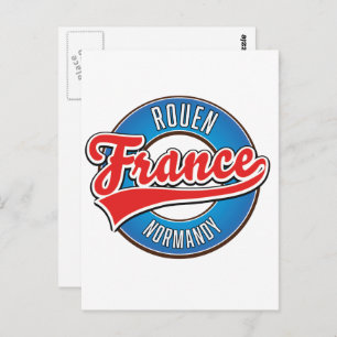 Rouen Normandy France retro logo Briefkaart