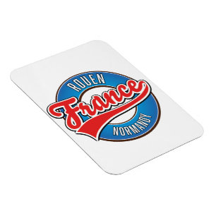 Rouen Normandy France retro logo Magneet