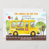 Roues dans l'autobus Fête d'autobus Invitation (Devant)