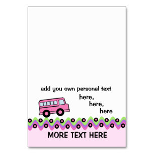 Roues de bus scolaires Carte de fête rose 2