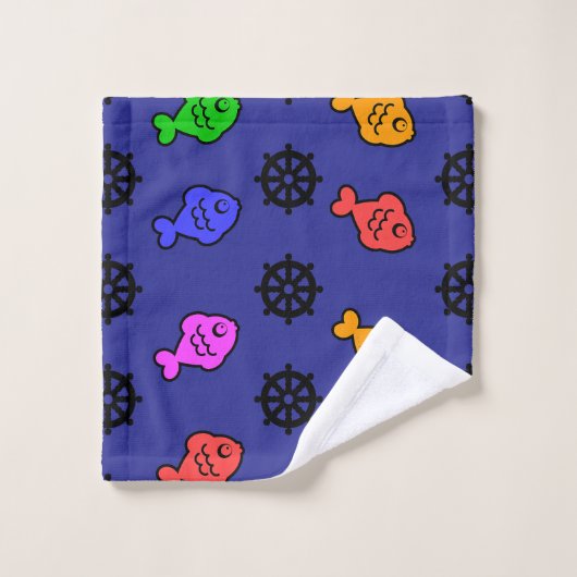 Roues de poisson enfants bleu  (Gant de toilette)
