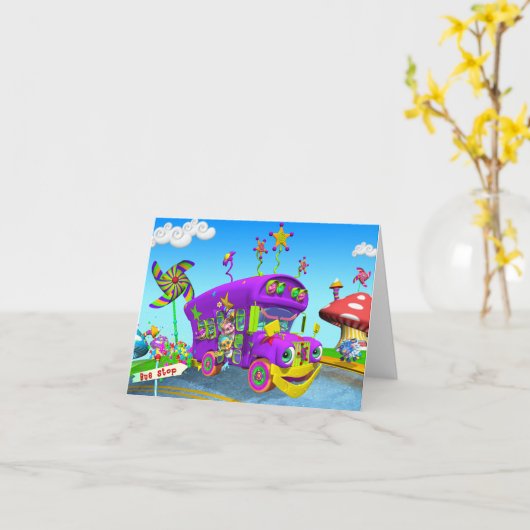 Roues Sur La Carte De Note De Bus (Fleur jaune)