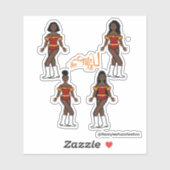Rouffre Majorette / Stickers Danseuse Orange/Rouge (Feuille)
