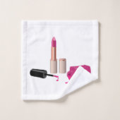 Rouge à lèvres rose et ongle Polonais beauté thème (Gant de toilette)