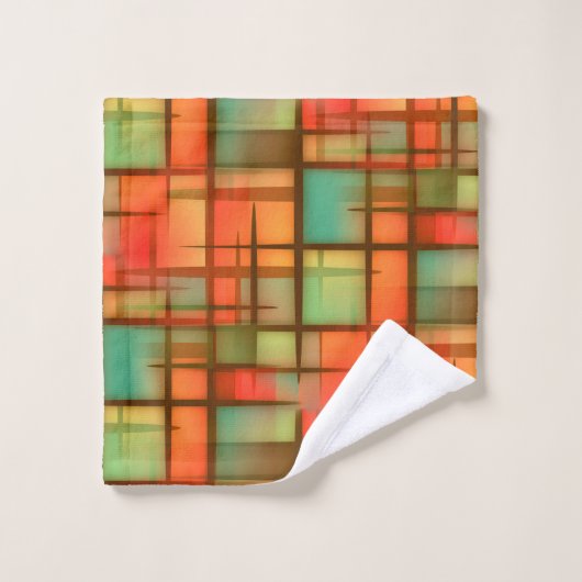 Rouge abstrait moderne de vert bleu de plaid de la (Gant de toilette)