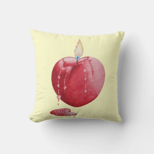 rouge amour coeur en forme de bougie coussin d'ill