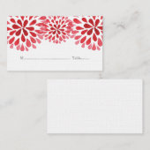 Rouge Aquarelle Chrysanthemum Cartes de Place (Devant / Derrière)