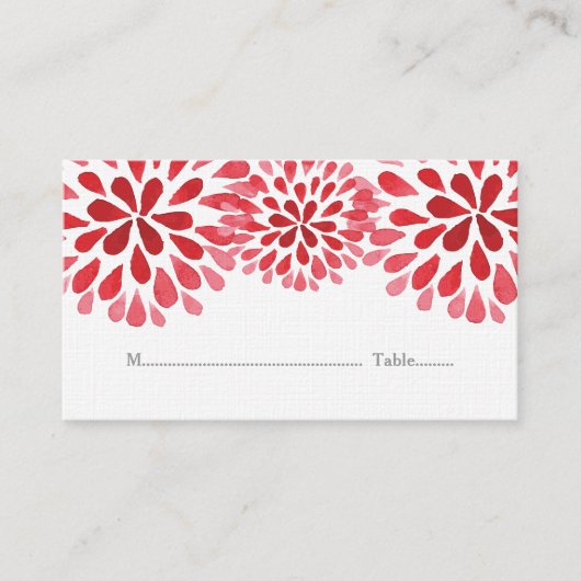 Rouge Aquarelle Chrysanthemum Cartes de Place (Devant)