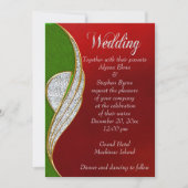 Rouge, Argent Faire-part de mariage de Noël (Devant)