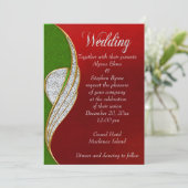Rouge, Argent Faire-part de mariage de Noël (Debout devant)