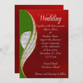 Rouge, Argent Faire-part de mariage de Noël (Devant / Derrière)