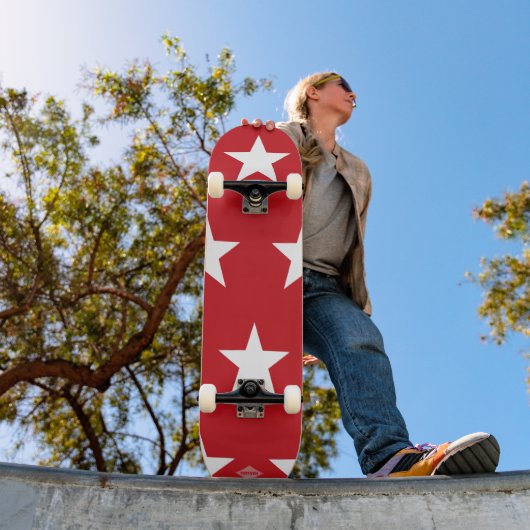 Rouge avec étoiles blanches HAMbWG Skateboard (Extérieur 1)