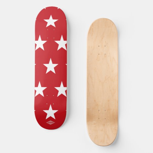 Rouge avec étoiles blanches HAMbWG Skateboard (Recto)