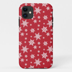 Rouge avec le coque iphone blanc de flocons de