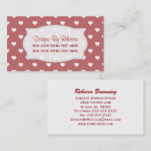 Rouge avec les cartes de visite blancs de coeur (Devant / Derrière)