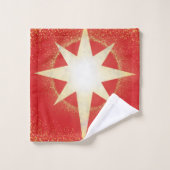 Rouge avec l'étoile d'or de Bethléem Noël (Gant de toilette)