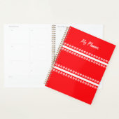 Rouge avec points et lignes blancs Planificateur (Devant avec enveloppe)