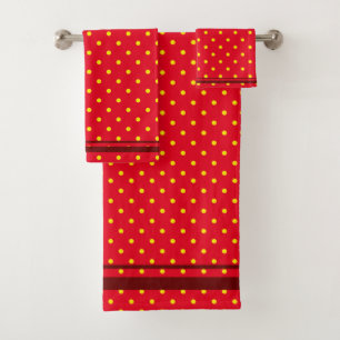 Rouge avec pois jaunes et rayures rouges